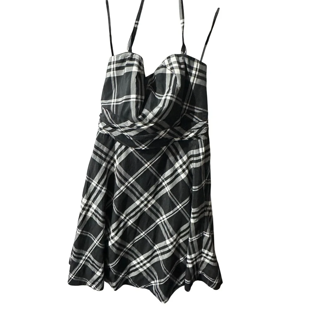 White House Black Market Plaid Mini Dress Strapless Sweetheart 12 - Picture 2 of 8